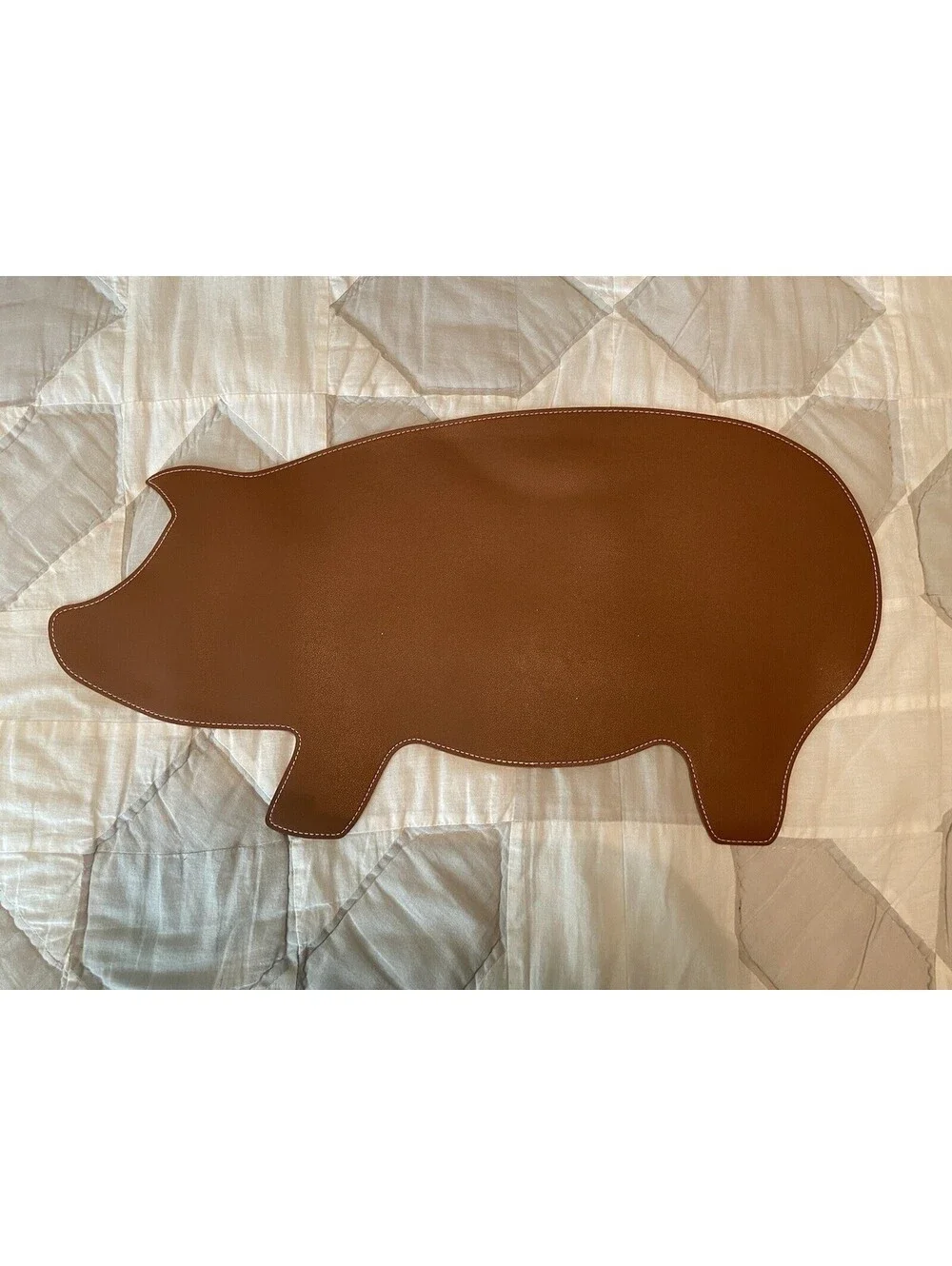 Brown Pig Piglet Placemat Vinyl Faux Leather 23 Inches NEW